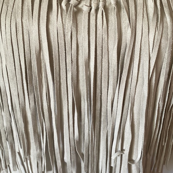 Zara Trafaluc Party Top Suede Off White Fringe Haltered Medium Pre Owned EC - Picture 3 of 13